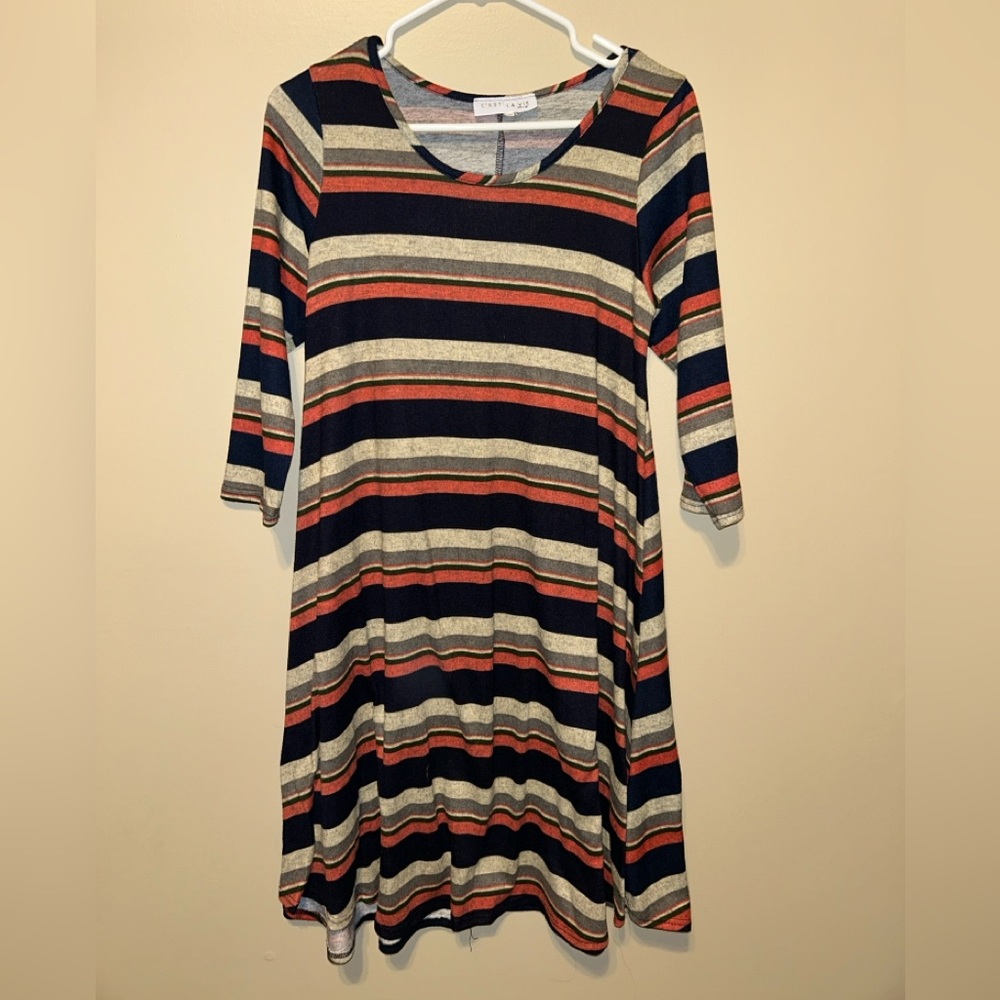 Stylish Striped Long Sleeve Dress